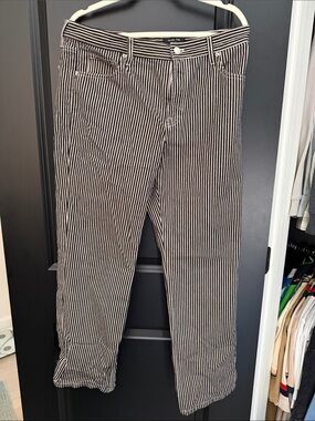 Massimo Dutti Black and White Vertical Stripe jeans